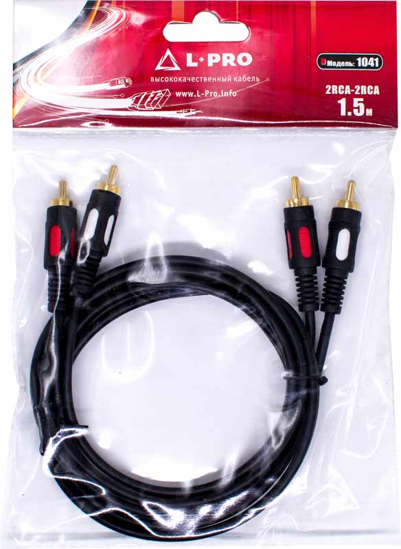 Кабель аудио джек 2 RCA --> 2 RCA, 1.5m (#1041, black) L-PRO