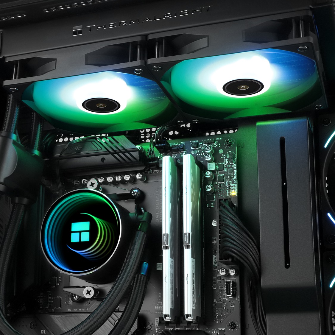 Водяное охлаждение Thermalright Frozen Notte 240 Black ARGB V2 (1150/1151/1155/1156/1200/1700/1851/2011/2066/AM3/AM4/AM5, Радиатор: Al, Водоблок: Cu, 2 вентилятора: S-FDB, 120mm, <2000rpm, <28dBa, 4pin, PWM, ARGB,  Помпа: 5300rpm, 28dBa, 4pin, 250W, ARGB,