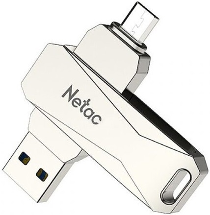 Флеш накопитель USB 3.0 128Gb Netac U381 (NT03U381B-128G-30PN, OTG, microUSB, silver)