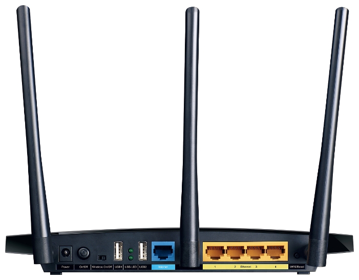 Роутер TP-LINK TL-WDR4300 (750Mbps, 2.4/5GHz, 4 ports, 1000Mbps, 3 съёмные антенны 3dBi, 2*USB, USB Printer/FTP Server, black)