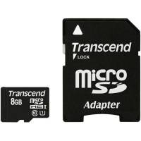 Карта памяти SDmicro Card 8Gb Transcend (TS8GUSDU1, Class 10, UHS-I, 90MB/s, адаптер SD)