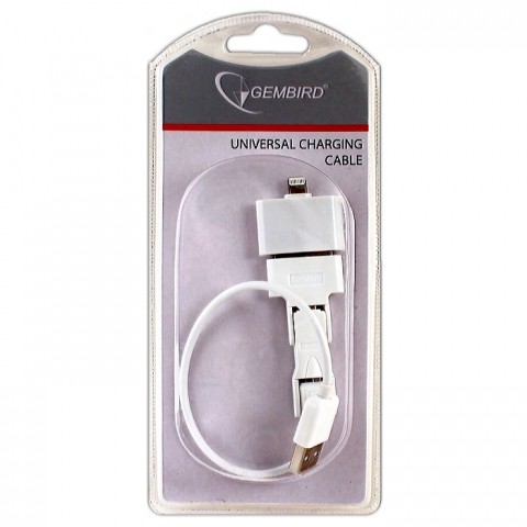 Кабель USB 2.0 Am - microUSB / miniUSB / iPod / iPad / iPhone / iPhone5 (A-USBTO14B, 0.2m, white) Gembird
