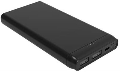 Внешний аккумулятор Cactus CS-PBFSFT-10000 (литий-полимерный, 10000mAh, 2*USB 2.1A, вход 2А, black)