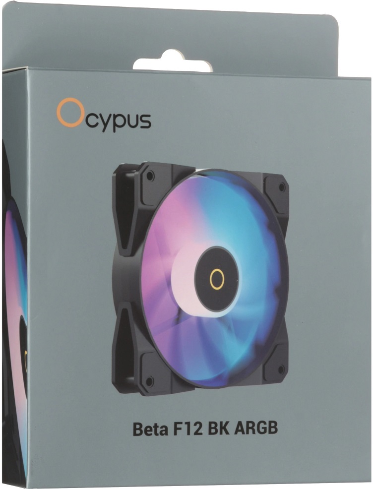 Вентилятор Ocypus Beta F12 BK ARGB (120x120x25mm, Hydro, 800-1600rpm, 29dBa, 4pin, PWM, ARGB LED, black) RTL