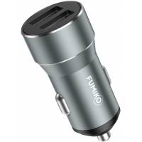 Зарядное устройство от прикуривателя FUMIKO CC04 (FCC04-01, 12/24V - USB, 2 USB разъёма, 2.4А max, быстрая зарядка, grey)