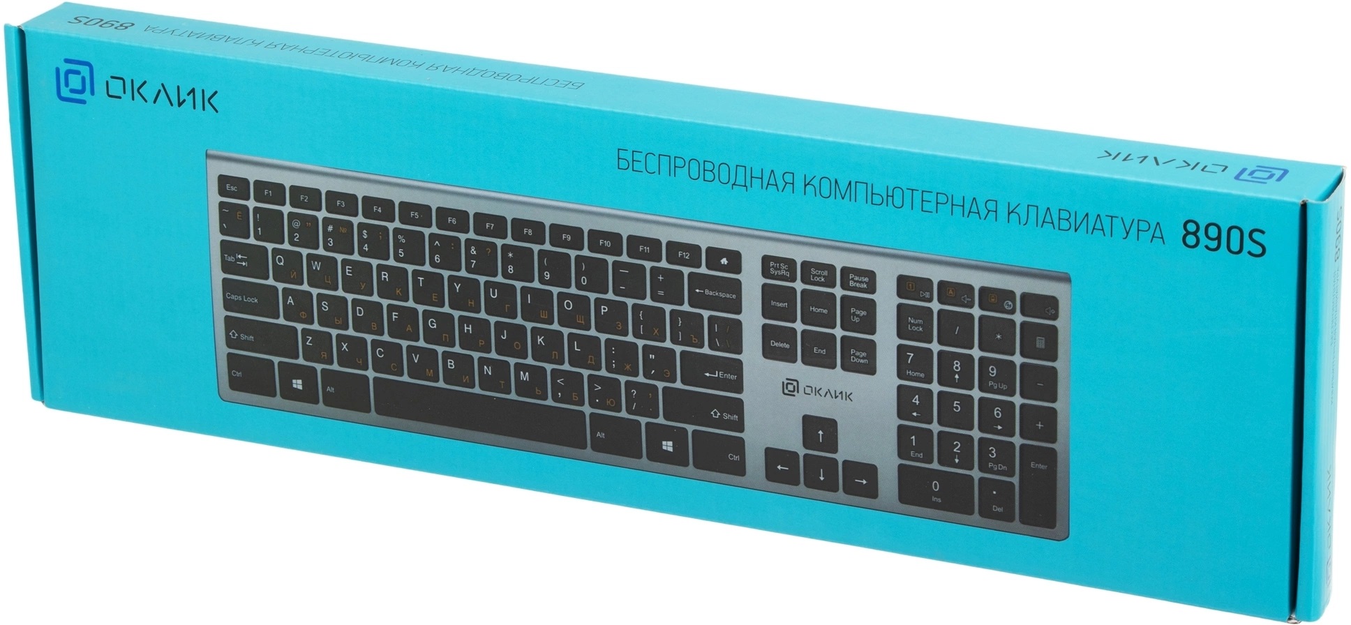 Клавиатура беспроводная Oklick 890S (USB, мультимедийная, grey)