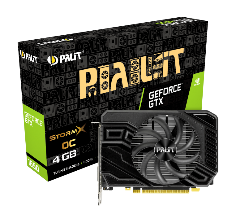 Видеокарта Palit GF GTX1650 STORMX OC 4Gb (128bit, GDDR6, DVI+HDMI+DP) RTL