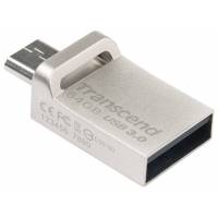 Флеш накопитель USB 3.0 64Gb Transcend JetFlash 880S (TS64GJF880S, OTG, silver)