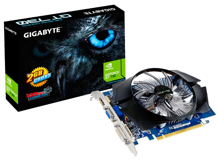 Видеокарта Gigabyte GF GT730 2Gb (GV-N730D5-2GI, 64bit, GDDR5, DVI+HDMI+CRT) RTL