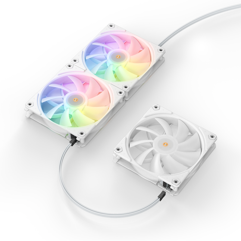 Вентилятор JONSBO Magic Fan ZF-120W (120x120x25mm, Hydro, 500-1500rpm, 24-29dBa, 4pin, PWM, ARGB, white, 2 штуки) RTL