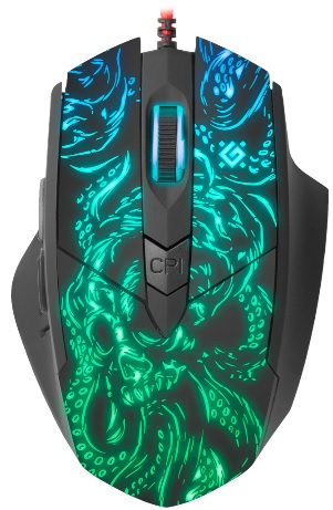 Мышь Defender Titan GM-650L (USB, optical, 6400dpi, игровая, RGB подсветка, промо-код "War Thunder", 1.5m, black)
