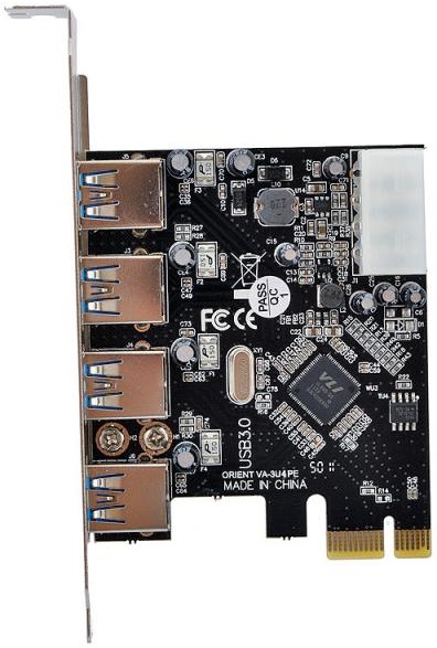 Контроллер ORIENT VA-3U4PE (VIA VL805, PCI-E, USB 3.0 4-port) OEM