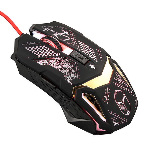 Мышь QUMO Helmet M31 (USB, optical, 3200dpi, игровая, динамическая подсветка, 1.6m, black)
