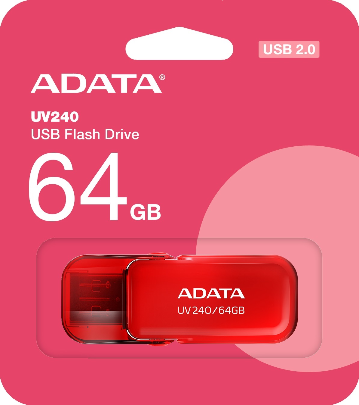 Флеш накопитель USB 2.0 64Gb ADATA UV240 (AUV240-64G-RRD, red)