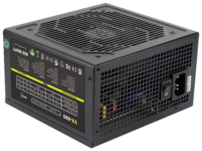 Блок питания AeroСool 600W (VX-600, 120mm, 20+4+4+4pin, 2*PCI-E 6+2pin, 4*SATA, 3*HDD, 1*FDD) RTL