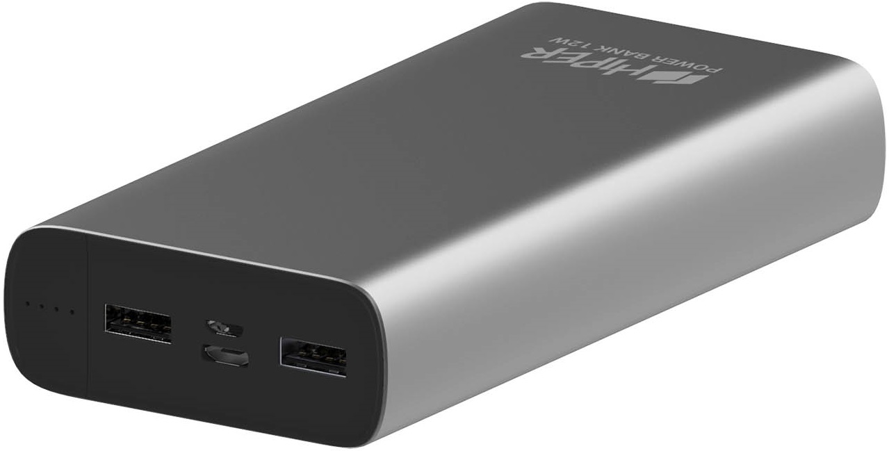 Внешний аккумулятор Hiper Metal 20K (литий-полимерный, 20000mAh, 2*USB 2.1A, вход 2А, space gray)