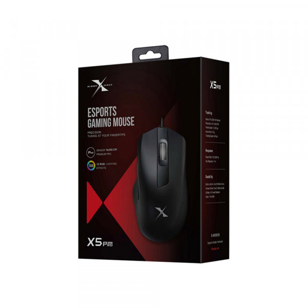 Мышь A4Tech Bloody X5 Pro (USB, optical, 16000dpi, киберспортивная игровая, RGB подсветка, stone black)