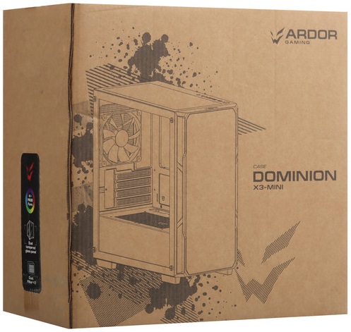 Корпус ARDOR GAMING Dominion X3-Mini FRGB (без БП, mATX, USB3.0, 4x rainbow LED Fan, black)