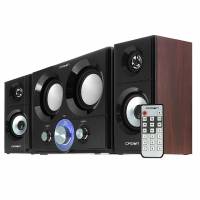 Колонки Crown CMS-3800 (2x10W, Subwoofer 16W, FM, USB, SD, ПДУ, black-brown)