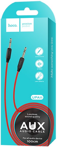 Кабель аудио 3.5mm Jack (m) - 3.5mm Jack (m) 1.0m (UPA11, red) hoco