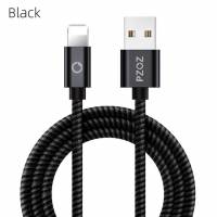 Кабель USB 2.0 Am - Lightning 2.0m (быстрая зарядка, нейлоновая оплётка, black) PZOZ