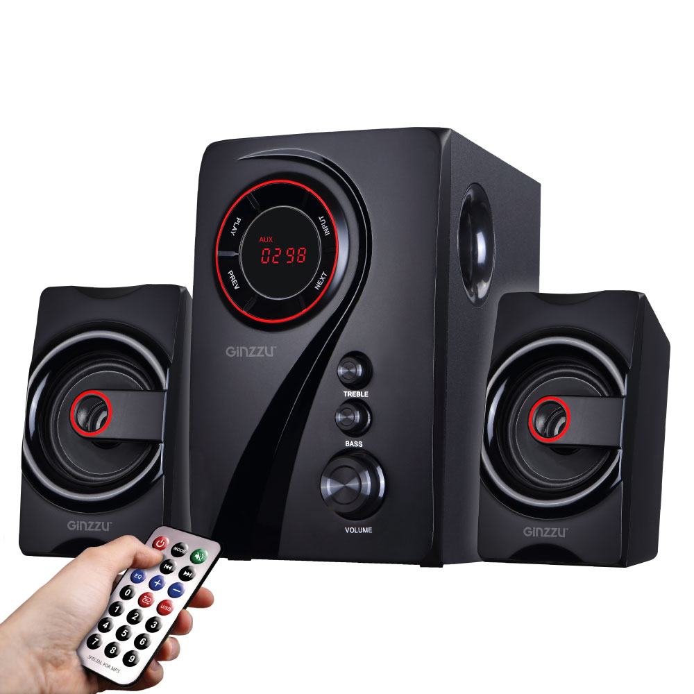 Колонки GINZZU GM-406 (40W, Bluetooth, ПДУ, FM, USB, SD, black)