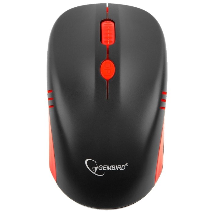 Мышь беспроводная Gembird MUSW-350 (optical, 1600dpi, аккумулятор, black-red)