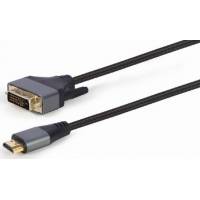Кабель HDMI (m) - DVI (m) 1.8m (CC-HDMI-DVI-4K-6, серия Premium, с позолоченными контактами, нейлоновая оплётка, black) Cablexpert