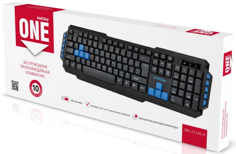 Клавиатура беспроводная Smartbuy ONE (SBK-231AG-K, black-blue)