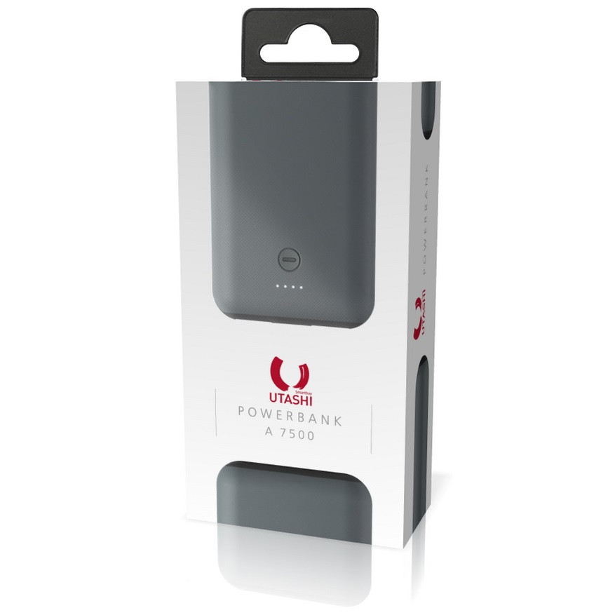 Внешний аккумулятор SmartBuy UTASHI A 7500 (SBPB-800) (литий-ионный, 7500mAh, 2*USB - 2.1A max, вход 1А, grey-black)