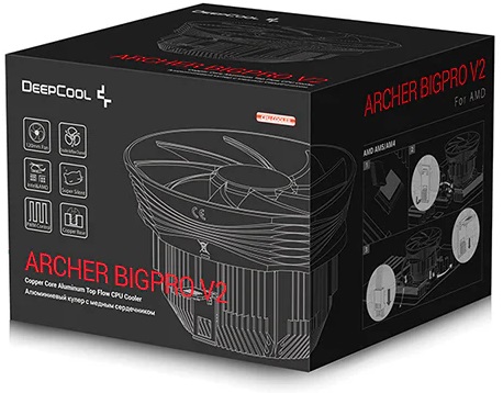 Вентилятор DEEPCOOL GAMMA ARCHER BIGPRO V2 (1150/1151/1155/1156/1200/1700/AM4/AM5, 120mm, Al+Cu, Hydro, 750-2000rpm, 18-30dBa, 4pin, PWM, 125W) RTL