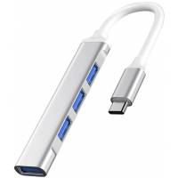 USB 3.0 HUB (Type-C, USB3.0+3*USB2.0, металл, silver)