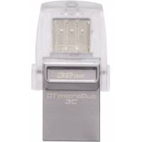 Флеш накопитель USB 3.1 32Gb Kingston DataTraveler microDuo 3C (DTDUO3C/32GB, OTG Type-C, silver)