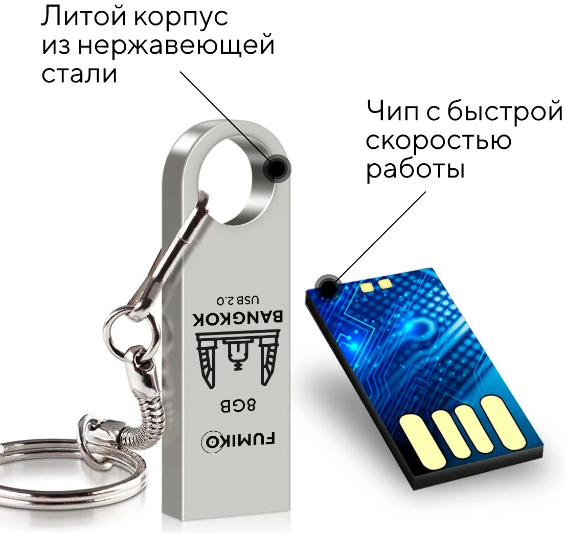 Флеш накопитель USB 2.0 8Gb FUMIKO BANGKOK (FBK-02, silver)