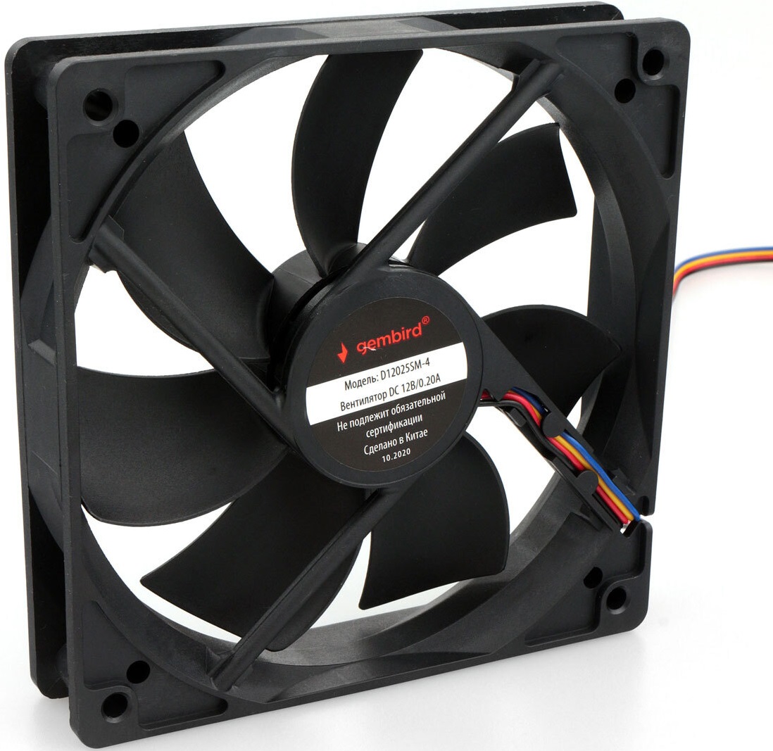 Вентилятор Gembird D12025SM-4 (120x120x25mm, sleeve, <2000rpm, <36dBa, 4pin, PWM, black) OEM