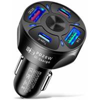 Зарядное устройство от прикуривателя BK358-2PD (12/24/32V - USB, 2*USB, 2xUSB Type-C, 6А max, QC3.0, PD, black)