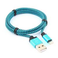 Кабель USB 2.0 Am - Lightning 1.0m (CC-ApUSB2bl 1m, нейлоновая оплетка, пакет, blue) Cablexpert