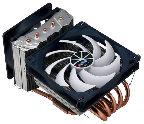 Вентилятор Titan TTC-NC55TZ/V2 (RB) (1150/1151/1155/1156/1366/2011/2066/775/AM2/AM3/AM4/FM1/FM2, 120mm + 140mm, Al, 700-2200rpm, 8-38dBa, 5 тепловых трубок, полированное основание, 4pin, 220W) RTL