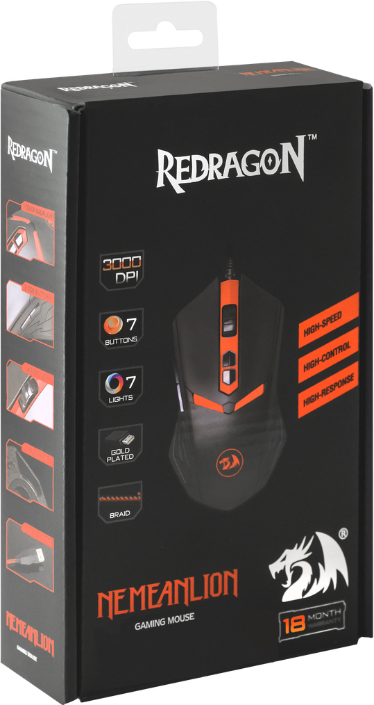 Мышь Redragon NEMEANLION (USB, optical, 3500dpi, игровая, black-red)