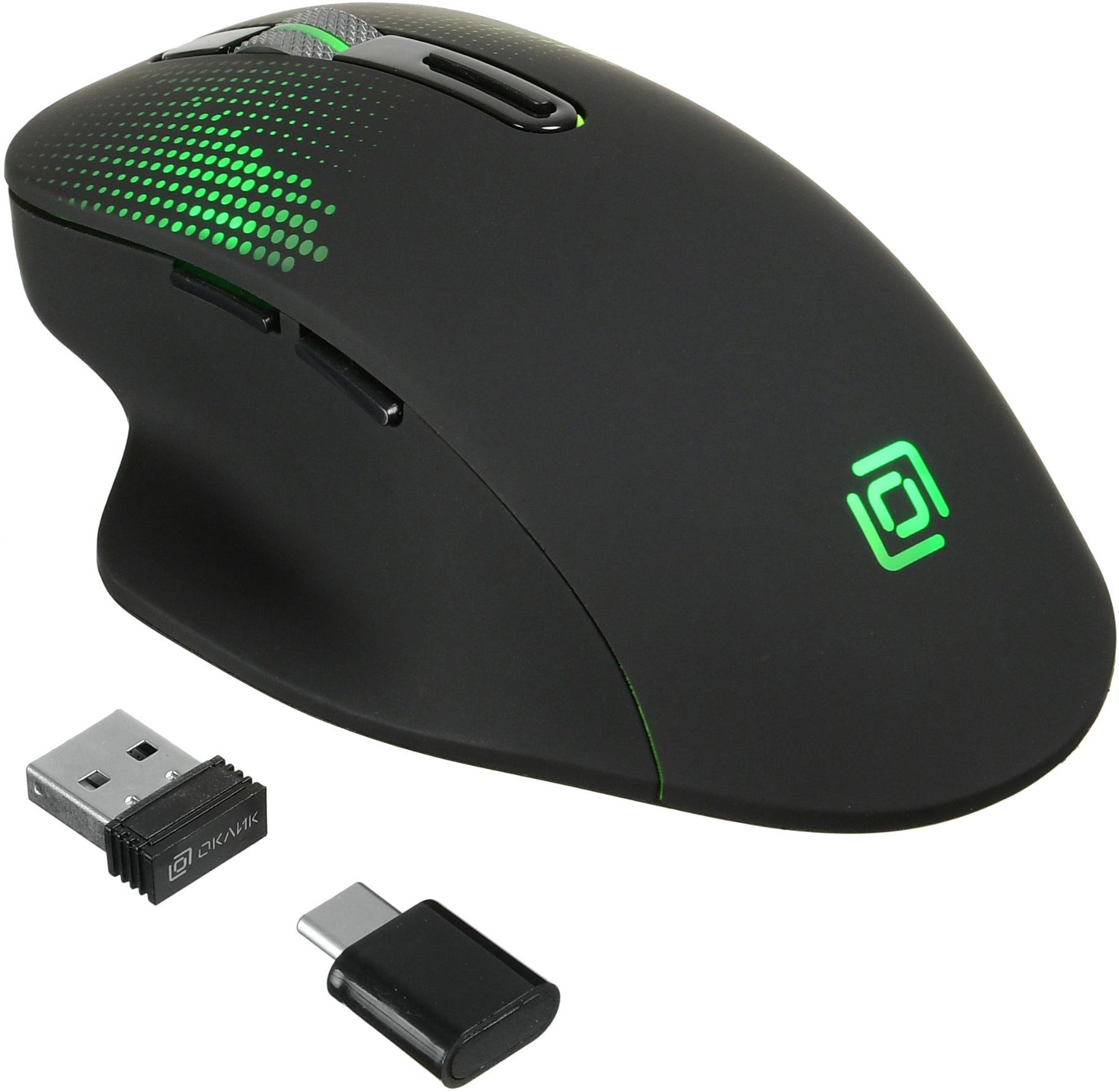 Мышь беспроводная Oklick 636LWC (optical, 1600dpi, аккумулятор, подсветка, soft-touch, black)