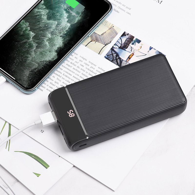 Внешний аккумулятор hoco J59A Famous (литий-ионный, 20000mAh, 2*USB 2A, вход 2A, black)