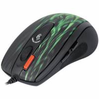 Мышь A4Tech XL-750BK (USB, lazer, 3600dpi, игровая, зелёное пламя)