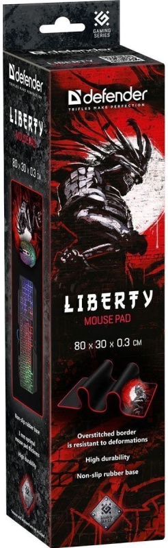 Коврик для мыши Defender (Liberty, тканевый на резиновой основе, игровой, промо-код "War Thunder", black-red, 800x300x3mm)