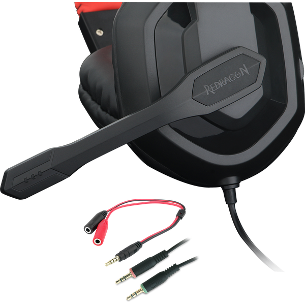 Наушники Redragon ARES (полноразмерные закрытые, c микрофоном, игровые, 2m, black-red)