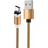 Кабель USB 2.0 Am - Type-C 1.0m (FMC-01GOLDT, 2.4A, быстрая зарядка, нейлоновая оплётка, магнитный, gold) FUMIKO