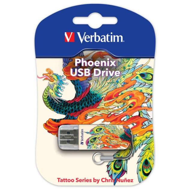Флеш накопитель USB 2.0 16Gb Verbatim Store n Go Mini Tattoo Edition (49887, Phoenix)