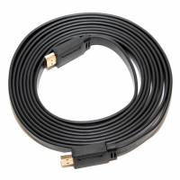 Кабель HDMIm-HDMIm 2.0м (APC-185-002, ver. 1.4b, Ethernet+3D, позолоченные разъёмы, плоский, чёрный) 5bites