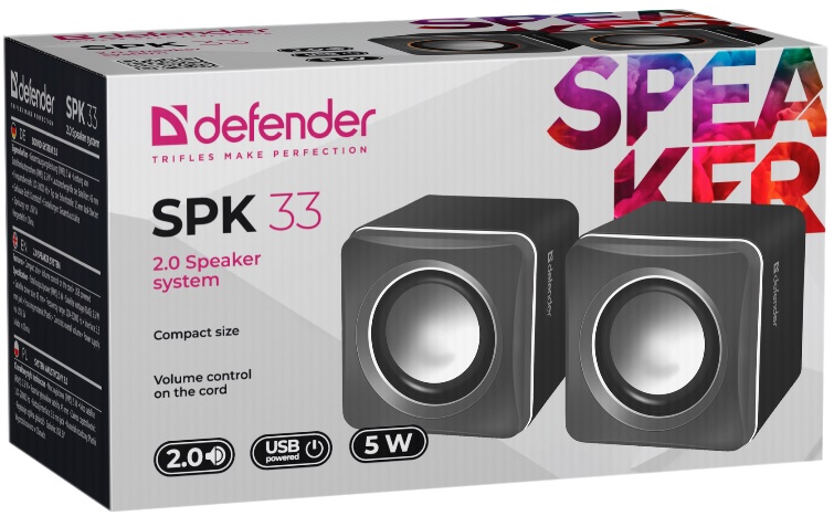 Колонки Defender SPK-33 (2x2.5W, USB, grey)