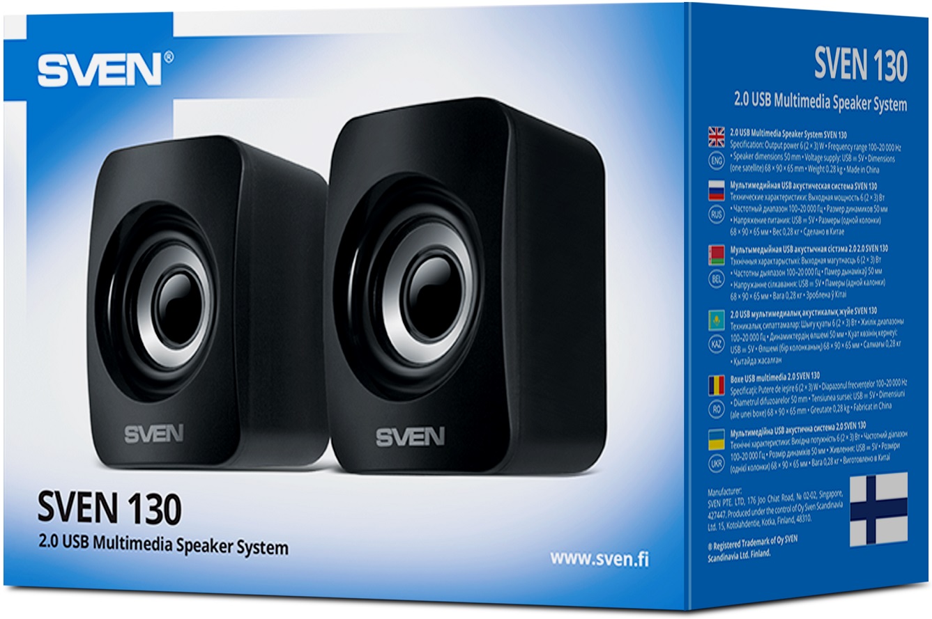 Колонки Sven 130 (2x3W, USB, black)