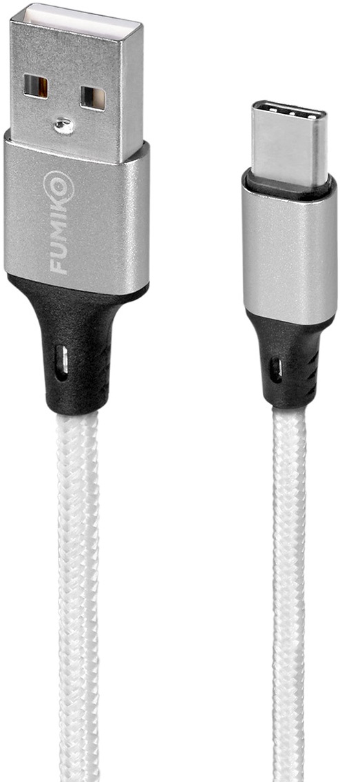 Кабель USB 2.0 Am - Type-C 1.0m (FCA08-06, 2.4A, нейлоновая оплётка, silver) FUMIKO